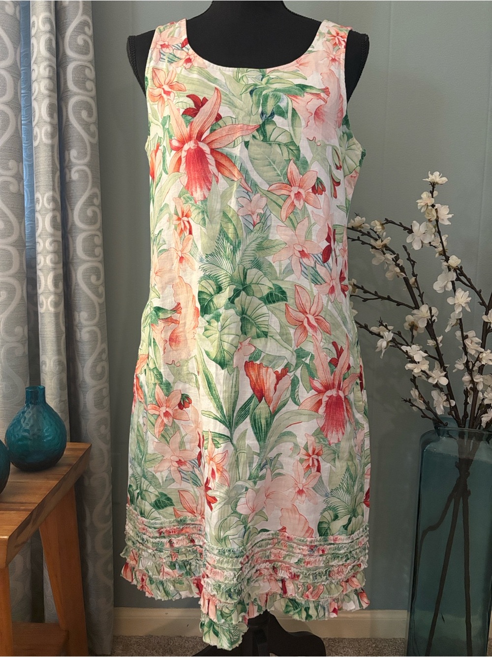Tommy Bahama Tropical Floral Linen Tank Dress